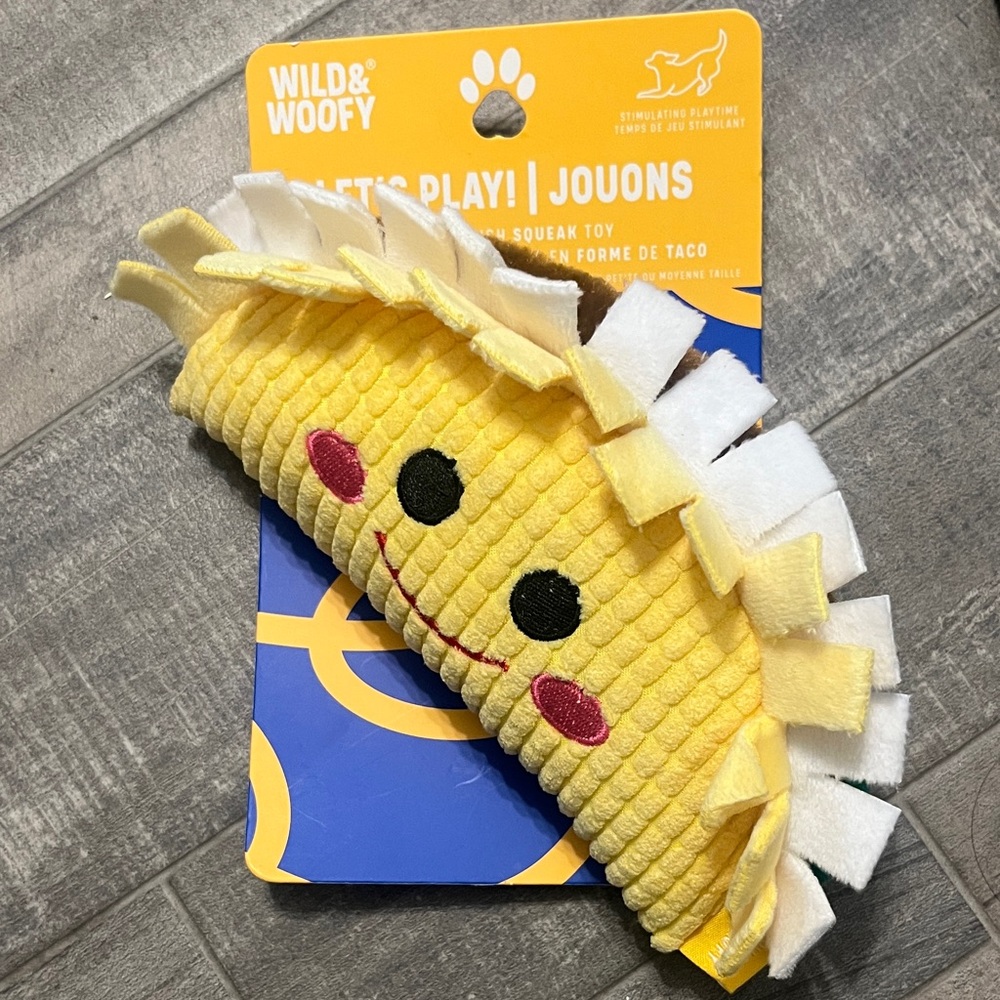 Yellow Smiley Taco Dog Toy